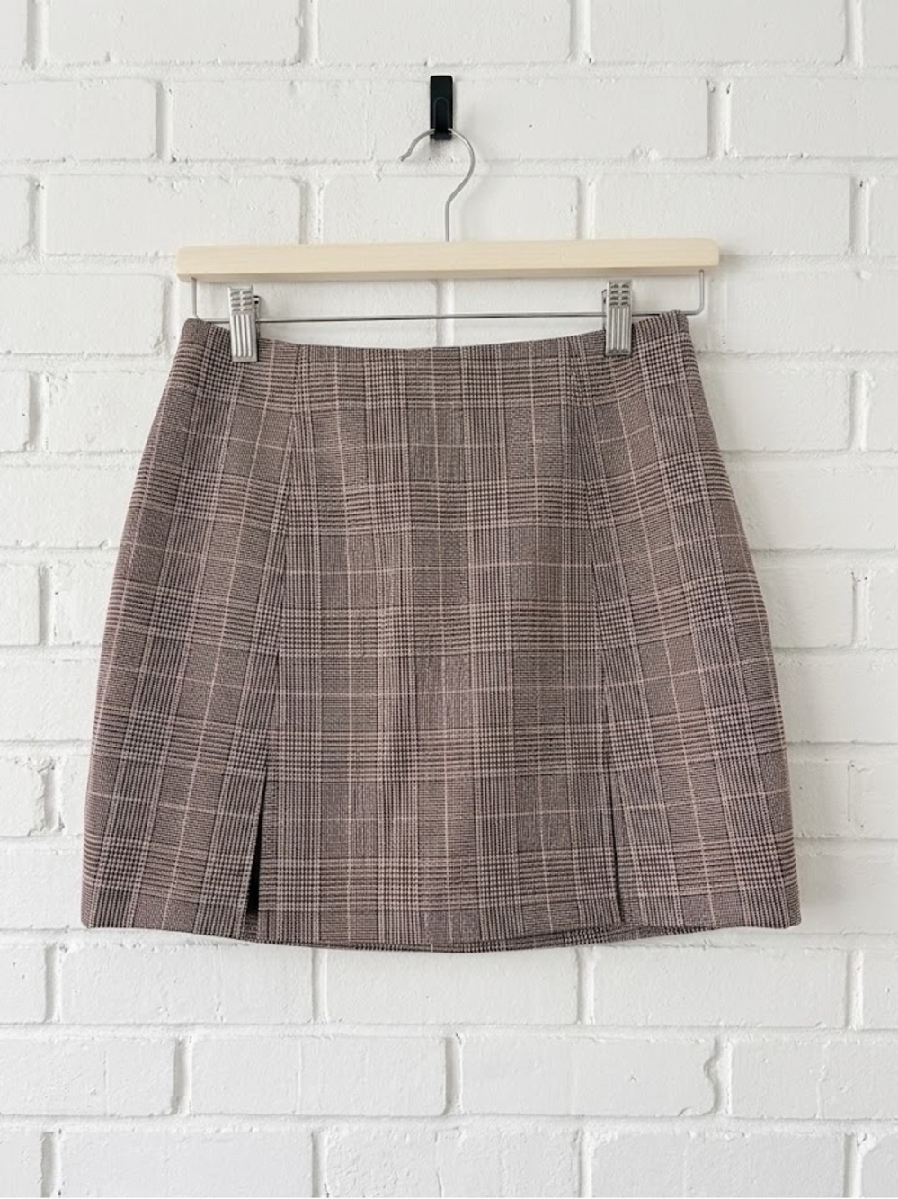 Aritzia Sunday Best Plaid A-Line Mini Skirt with Front Slits - Size 4